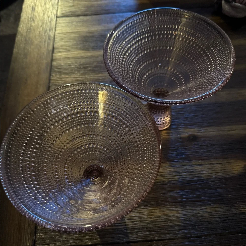 Schott Zwiesel Pink Textured Glass Martini Coupes - Set of 2